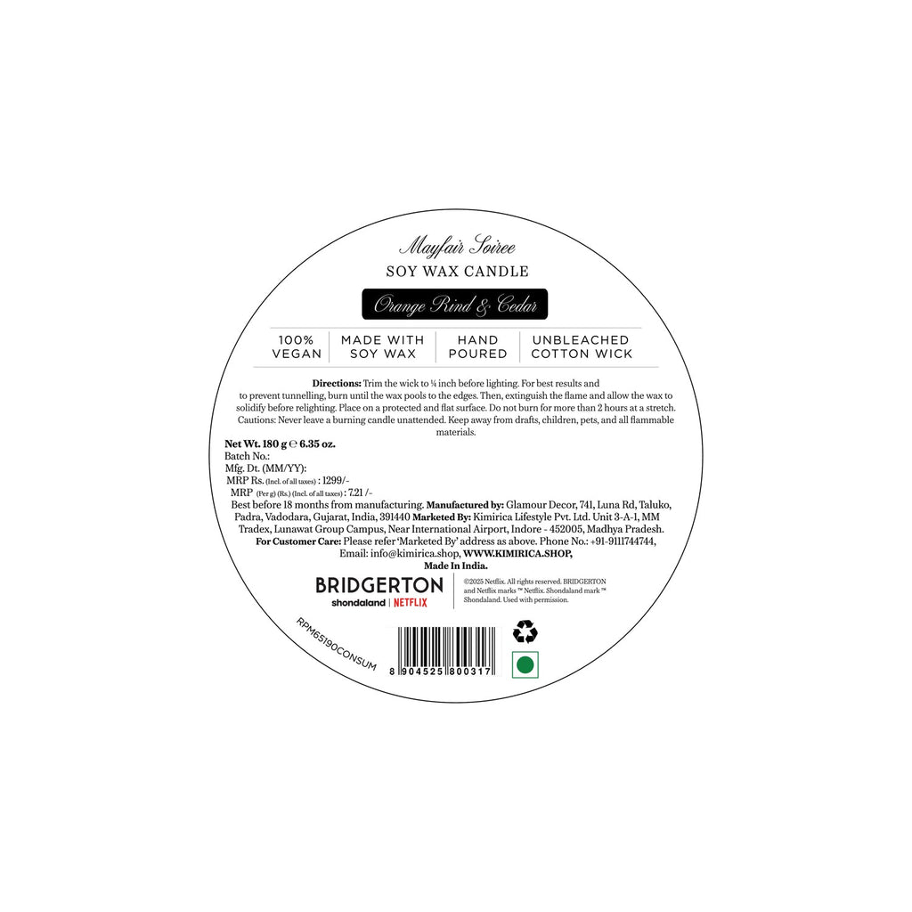 Mayfair Soiree Scented Soy Candle 180gm