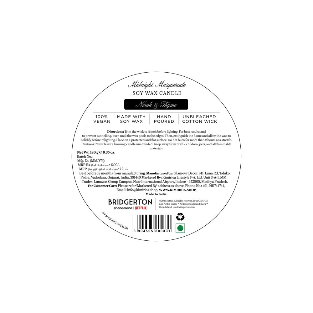 Midnight Masquerade Scented Soy Candle 180gm