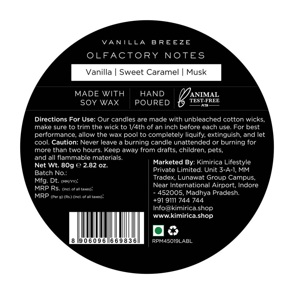 Vanilla Breeze Scented Candle 80g