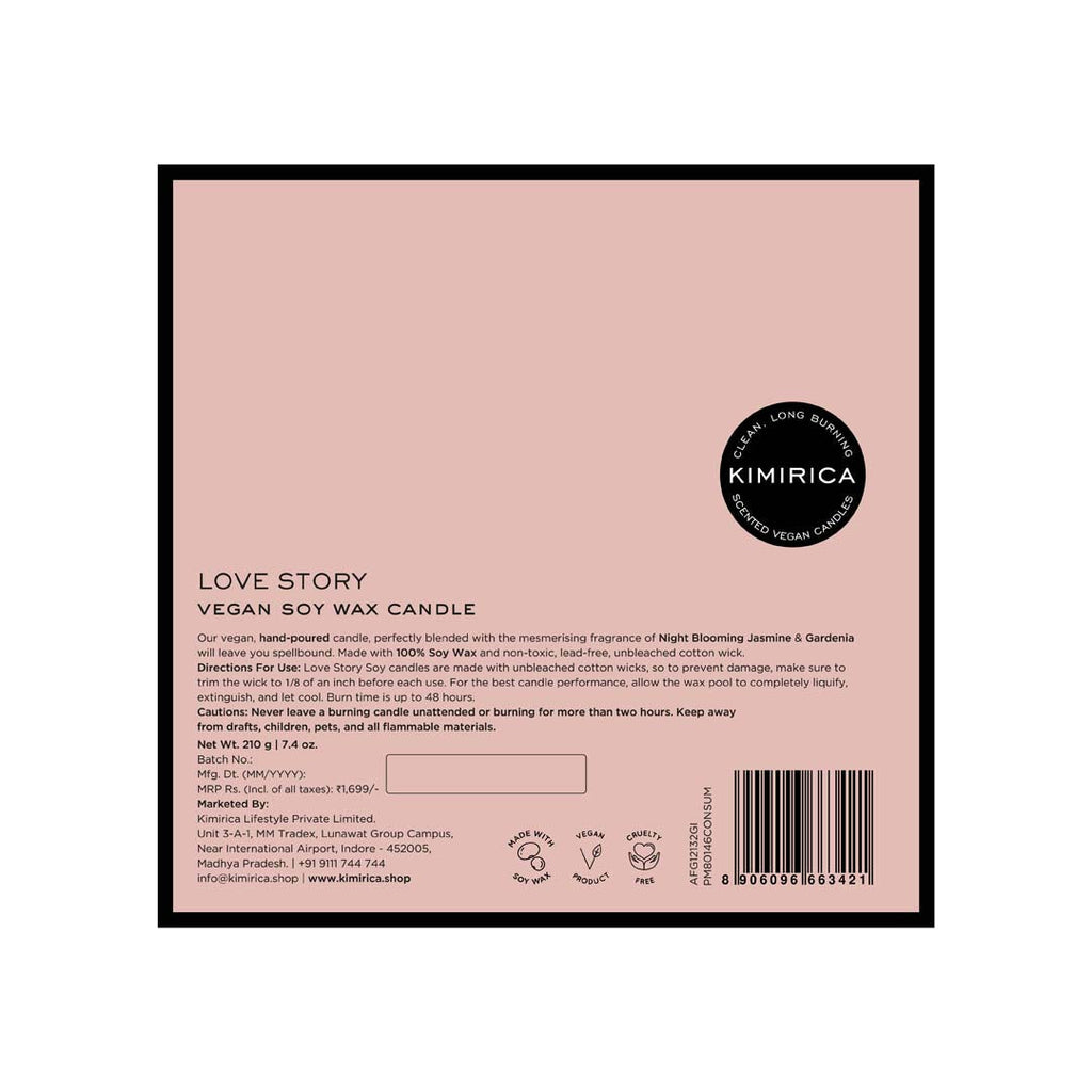 Love Story Scented Soy Candle 210gm